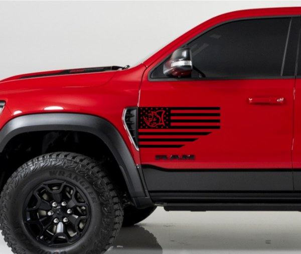 Ram RHO Rhino American Flag Decal
